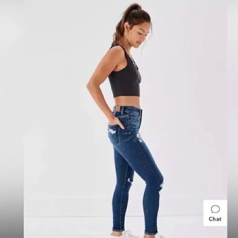 SOLD NWT American Eagle Ne(x)t Level Patched High V-Rise jegging,  Sz 4 Short - Picture 3 of 15